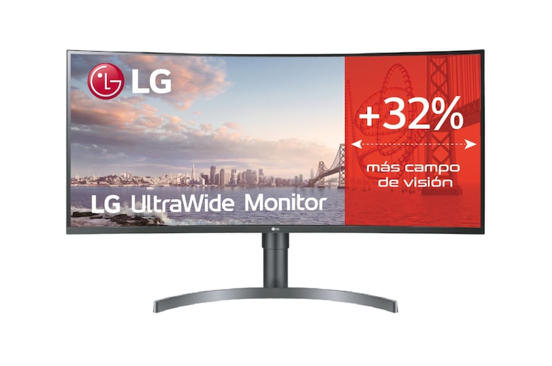 LG 35WN65C-B - Monitor Ultrapanoramico 21:9 LG UltraWide (Panel VA: 3440x1440, 300cd/m², 1500:1, sRGB>99%, curvo); diag. 88,9cm; entr.: HDMIx2, DPx1, USB-Ax3; HDR10; altavoces 2x7W; Ajust. en altura e inclinación., 35WN65C-B