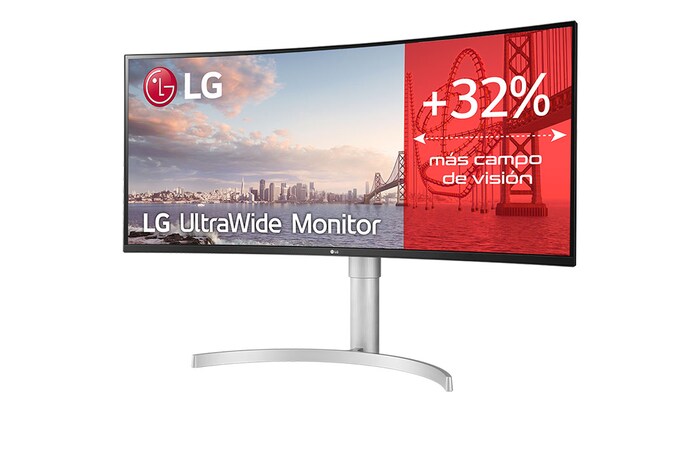 LG  LG 35WN75C-W - Monitor Ultrapanorámico 21:9 LG UltraWide™ (Panel VA: 3440x1440, 300cd/m², 2500:1, sRGB>99%, curvo); diag. 88,9cm; entr.: HDMIx2, DPx1, USB-Cx1, USB-Ax2; HDR10; altavoces 2x7W; Ajust. en altura e inclinación. Blanco., 35WN75C-W