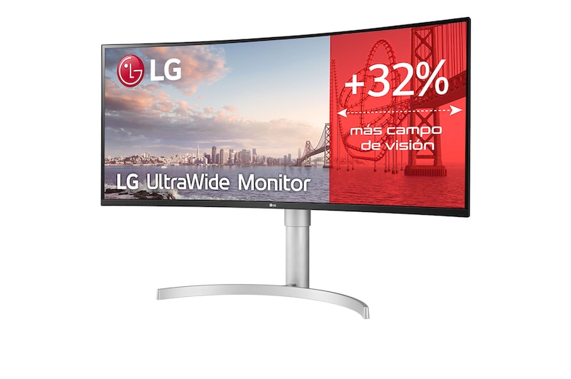 LG  LG 35WN75C-W - Monitor Ultrapanorámico 21:9 LG UltraWide™ (Panel VA: 3440x1440, 300cd/m², 2500:1, sRGB>99%, curvo); diag. 88,9cm; entr.: HDMIx2, DPx1, USB-Cx1, USB-Ax2; HDR10; altavoces 2x7W; Ajust. en altura e inclinación. Blanco., 35WN75C-W