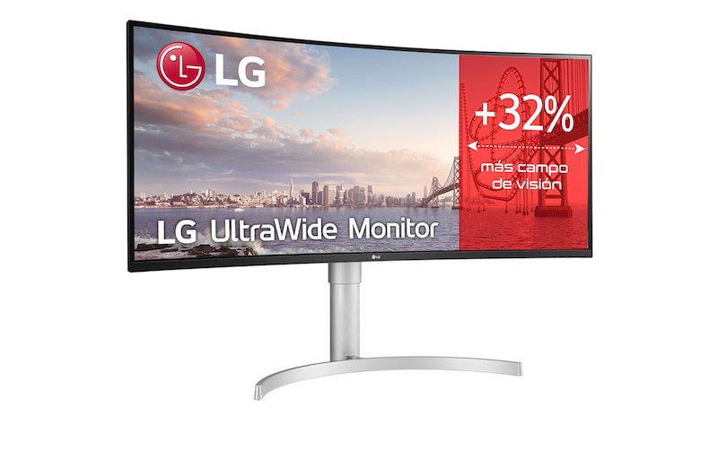 LG  LG 35WN75C-W - Monitor Ultrapanorámico 21:9 LG UltraWide™ (Panel VA: 3440x1440, 300cd/m², 2500:1, sRGB>99%, curvo); diag. 88,9cm; entr.: HDMIx2, DPx1, USB-Cx1, USB-Ax2; HDR10; altavoces 2x7W; Ajust. en altura e inclinación. Blanco., 35WN75C-W
