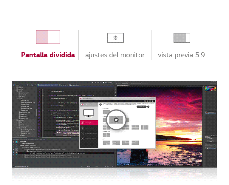 Control OnScreen - División de la pantalla | Configuración del monitor ㅣ Vista previa de 5:9