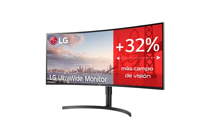 LG 38WN75C - Monitor Ultrapanoramico 21:9 LG UltraWide (Panel IPS: 3840x1600, 300cd/m², 1000:1, sRGB>99%, curvo); diag. 95,3cm; entr.: HDMIx2, DPx1, Thunderbolt™ 3; Ajust. en altura e inclinación., 38WN75C-B