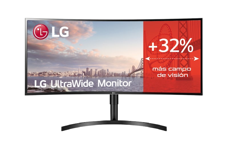 LG 38WN75C - Monitor Ultrapanoramico 21:9 LG UltraWide (Panel IPS: 3840x1600, 300cd/m², 1000:1, sRGB>99%, curvo); diag. 95,3cm; entr.: HDMIx2, DPx1, Thunderbolt™ 3; Ajust. en altura e inclinación., 38WN75C-B