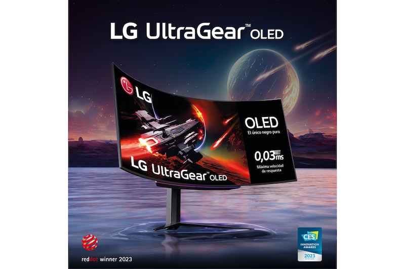 LG UltraGear™ de 45 pulgadas Monitor Gaming Curvo OLED WQHD de 240Hz | 0.03ms tiempo de respuesta, Compatible con G-SYNC®, FreeSync™ Premium Pro, 45GR95QE-B