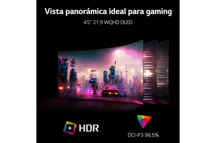 LG UltraGear™ de 45 pulgadas Monitor Gaming Curvo OLED WQHD de 240Hz | 0.03ms tiempo de respuesta, Compatible con G-SYNC®, FreeSync™ Premium Pro, 45GR95QE-B