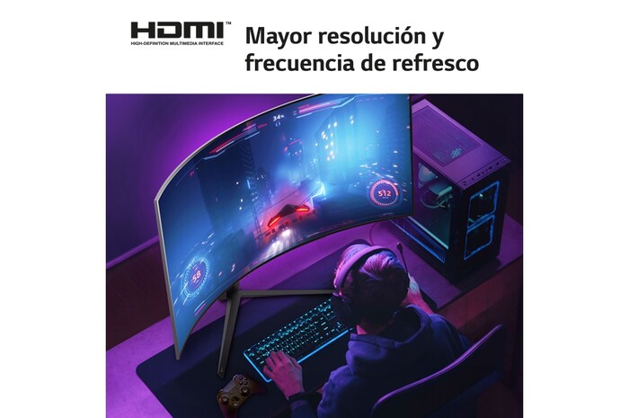 LG UltraGear™ de 45 pulgadas Monitor Gaming Curvo OLED WQHD de 240Hz | 0.03ms tiempo de respuesta, Compatible con G-SYNC®, FreeSync™ Premium Pro, 45GR95QE-B