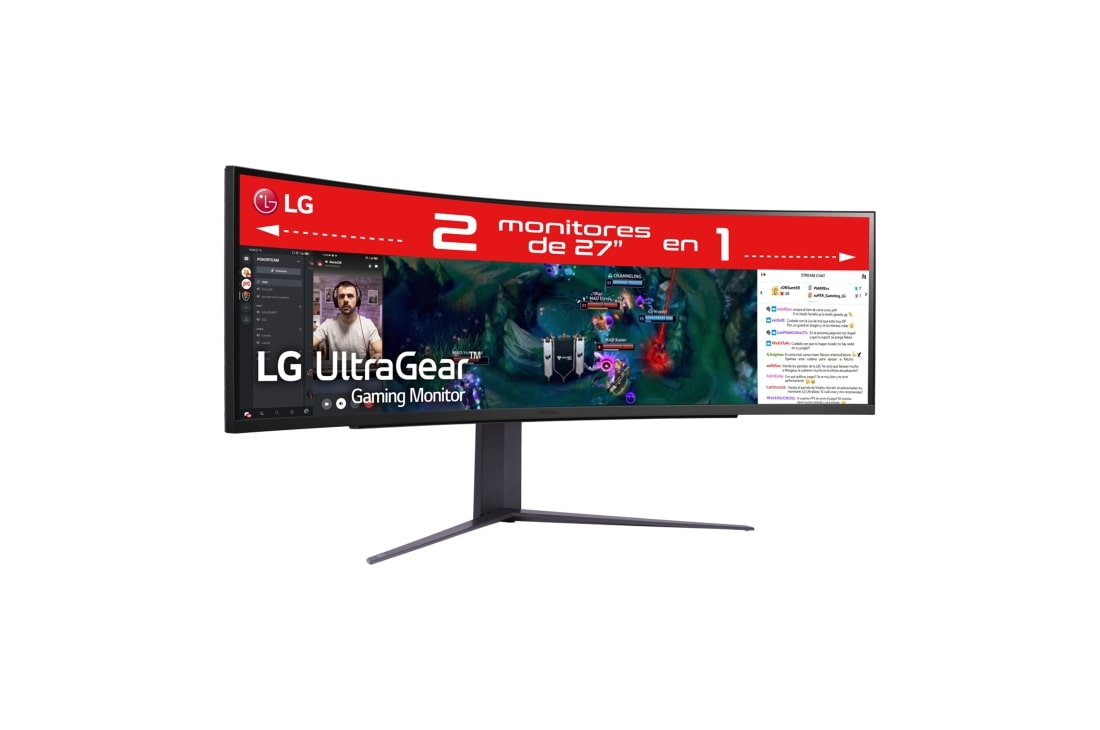 LG Outlet Monitor gaming LG UltraGear (VA: 5120 x 1440, 32:9, 450cd/m², 2500:1, 1ms, 240Hz, DCI-P3>90%, HDR10); diag. 123.8cm; entr.: HDMI 2.1 x2, DPx1, USB-Ax3; AMD FreeSync™ Premium,Hexagon Lighting., 49GR85DC-B.OUTLET