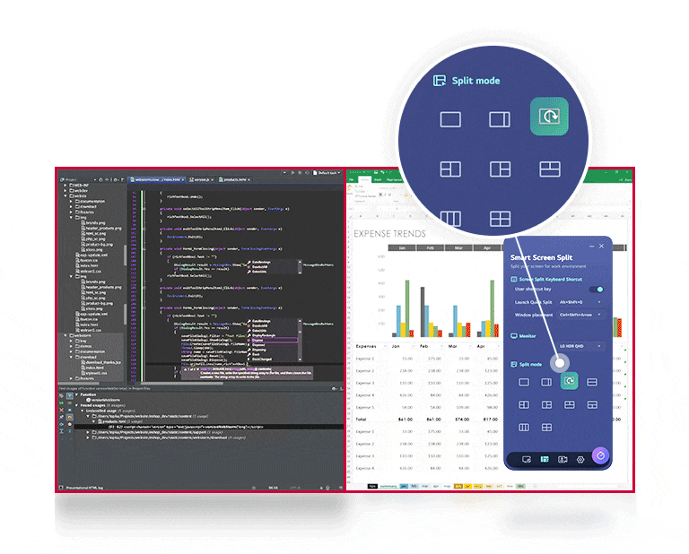 La aplicación LG Switch admite varias funciones para la multitarea mediante la instalación de software en el PC.