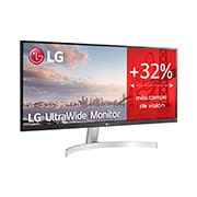 LG 29WN600-W - Monitor Ultrapanoramico 21:9 LG UltraWide (Panel IPS: 2560x1080, 400cd/m², 1000:1, sRGB>99%); diag. 73cm; entr.: HDMIx2, DPx1; altavoces 2x7W; Ajust. en inclinación., 29WN600-W