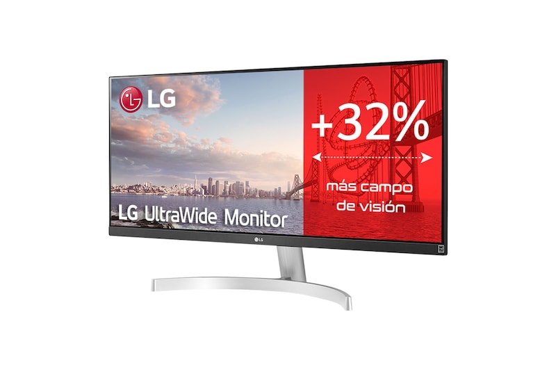 LG 29WN600-W - Monitor Ultrapanoramico 21:9 LG UltraWide (Panel IPS: 2560x1080, 400cd/m², 1000:1, sRGB>99%); diag. 73cm; entr.: HDMIx2, DPx1; altavoces 2x7W; Ajust. en inclinación., 29WN600-W