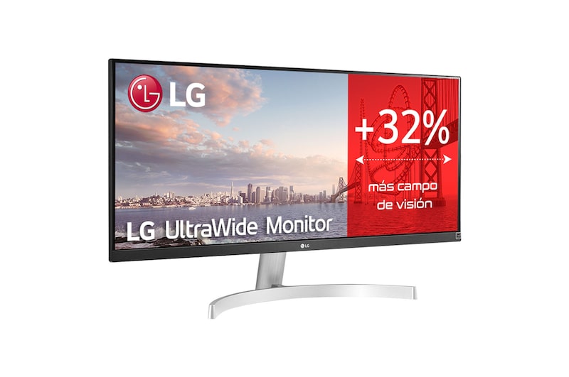 LG 29WN600-W - Monitor Ultrapanoramico 21:9 LG UltraWide (Panel IPS: 2560x1080, 400cd/m², 1000:1, sRGB>99%); diag. 73cm; entr.: HDMIx2, DPx1; altavoces 2x7W; Ajust. en inclinación., 29WN600-W