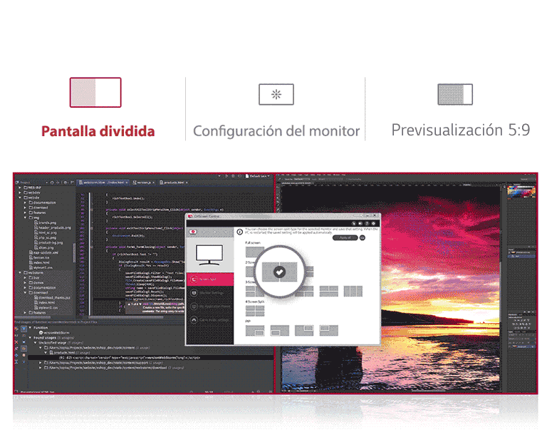 Pantalla dividida | Configuración del monitor ㅣ Previsualización 5:9