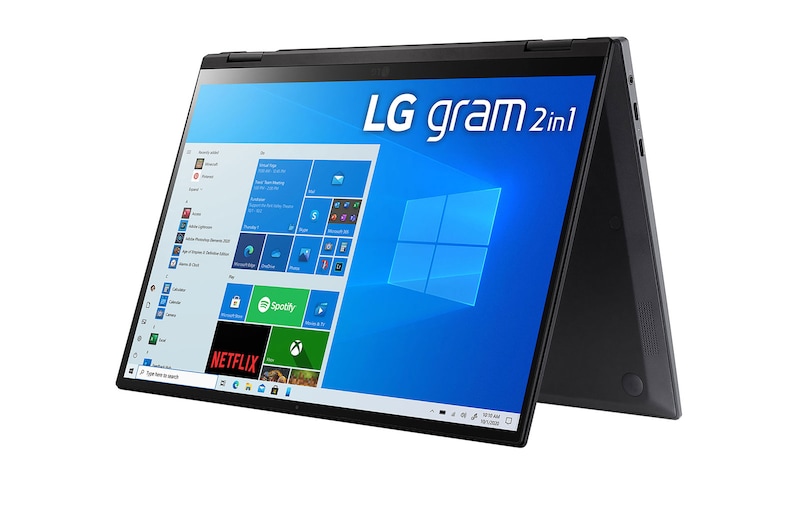 LG gram 14T90P-G.AA78B <br>Windows 10 Home (LG recomienda Windows 11 Pro para empresa)  – Portátil convertible 2en1 ultraligero de 35,5cm (14'') WUXGA 16:10 IPS (1,2kg, autonomía 16,5h, Intel EvoTM i7 11ª gen., Iris Xe, 16GB RAM, 512GB SSD NVMe) Negro - Teclado Español, 14T90P-G-AA78B