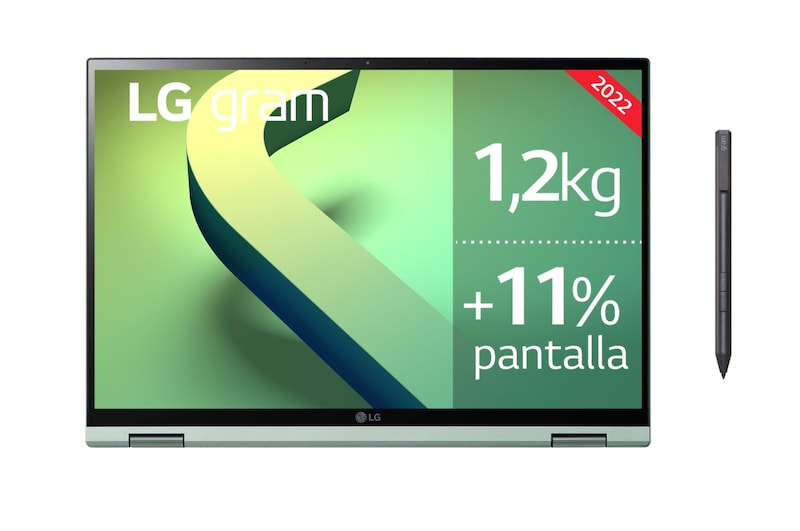 LG gram 14T90Q-G.AA79B <br>Windows 11 Home - Convertible 2en1 ultraligero de 35,5cm (14") WUXGA 16:10 IPS (1,2kg, autonomía 16,5h, Intel EvoTM i7 12ª gen., Iris Xe, 16GB RAM, 1TB SSD NVMe) Plateado - Teclado Español, 14T90Q-G