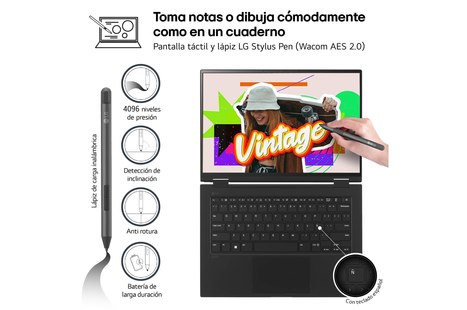 LG gram 2 en 1 14T90S + Monitor Portátil LG +view 16MR70/ i7/ 32GB/ 1TB SSD, 14T90S-G.AA75Z