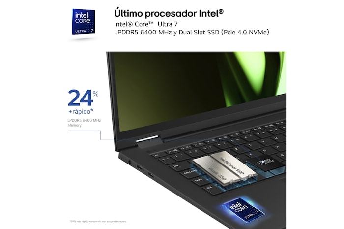 LG gram 2 en 1 de 14 pulgadas Laptotp Ligero con Pantalla táctil y 16GB RAM Intel® Core™ Ultra 7 | Windows 11, Pantalla IPS Antirreflejo, 14T90S-G.AA75B