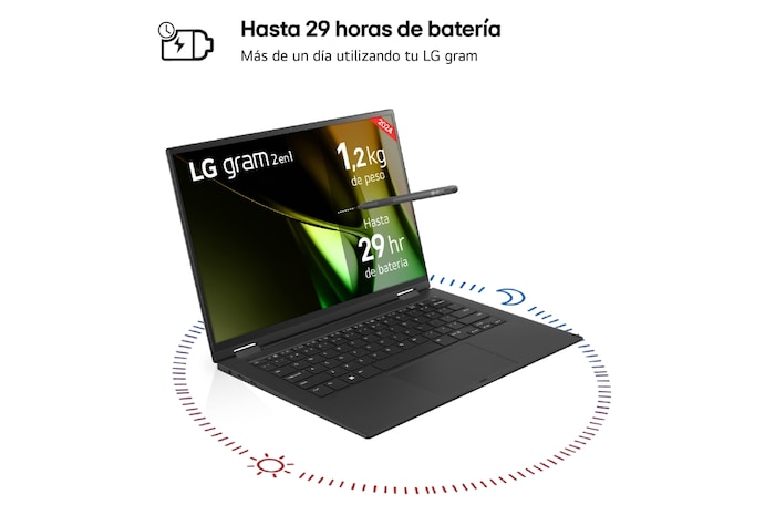 LG gram 2 en 1 de 14 pulgadas Laptotp Ligero con Pantalla táctil y 16GB RAM Intel® Core™ Ultra 7 | Windows 11, Pantalla IPS Antirreflejo, 14T90S-G.AA75B