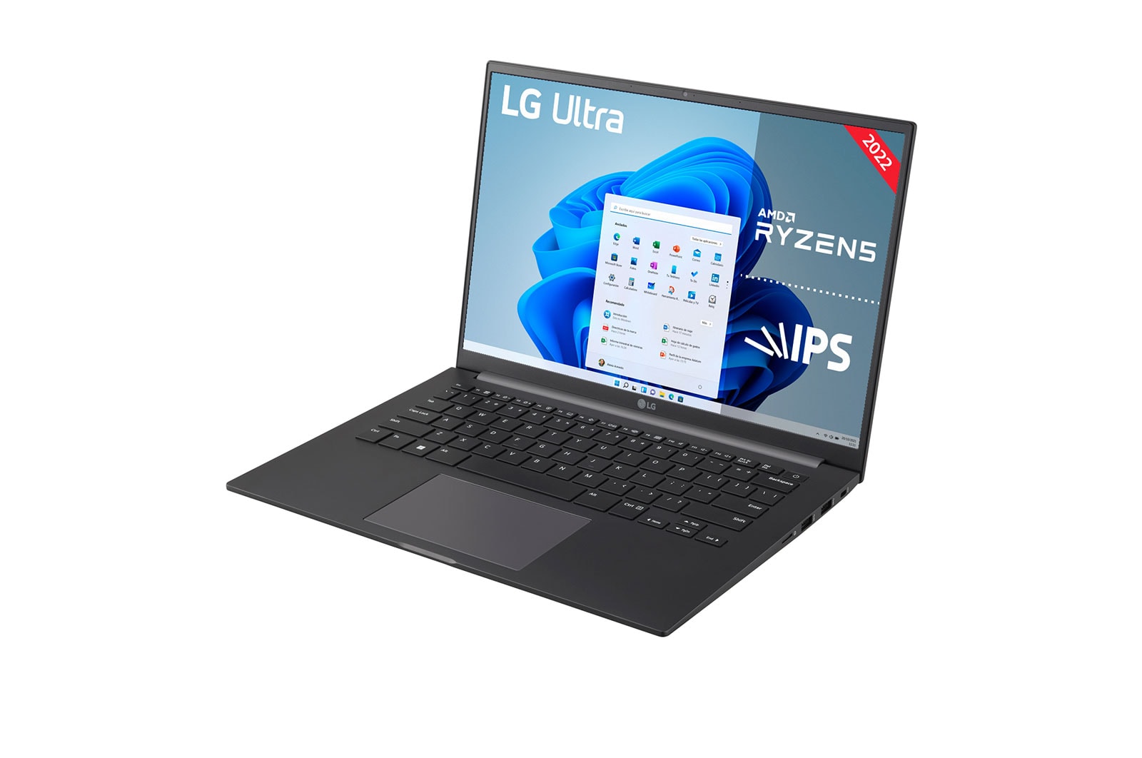 LG Ultra 14U70Q Windows 11 Pro-Portátil ultraligero de 35,5cm (14'') WQXGA IPS (1,4kg, autonomía 11,5h, AMD Ryzen™ 5625U, 8GB RAM, 256GB SSD NVMe) Plateado - Teclado Español, 14U70Q-G.AP52B