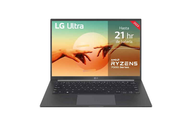 Vista frontal de LG Ultra 14U70R/ Windows 11 Home/ R5/ 8GB/ 512GB SSD/ 1,29Kg/ 21h 14U70R-G.AR56B