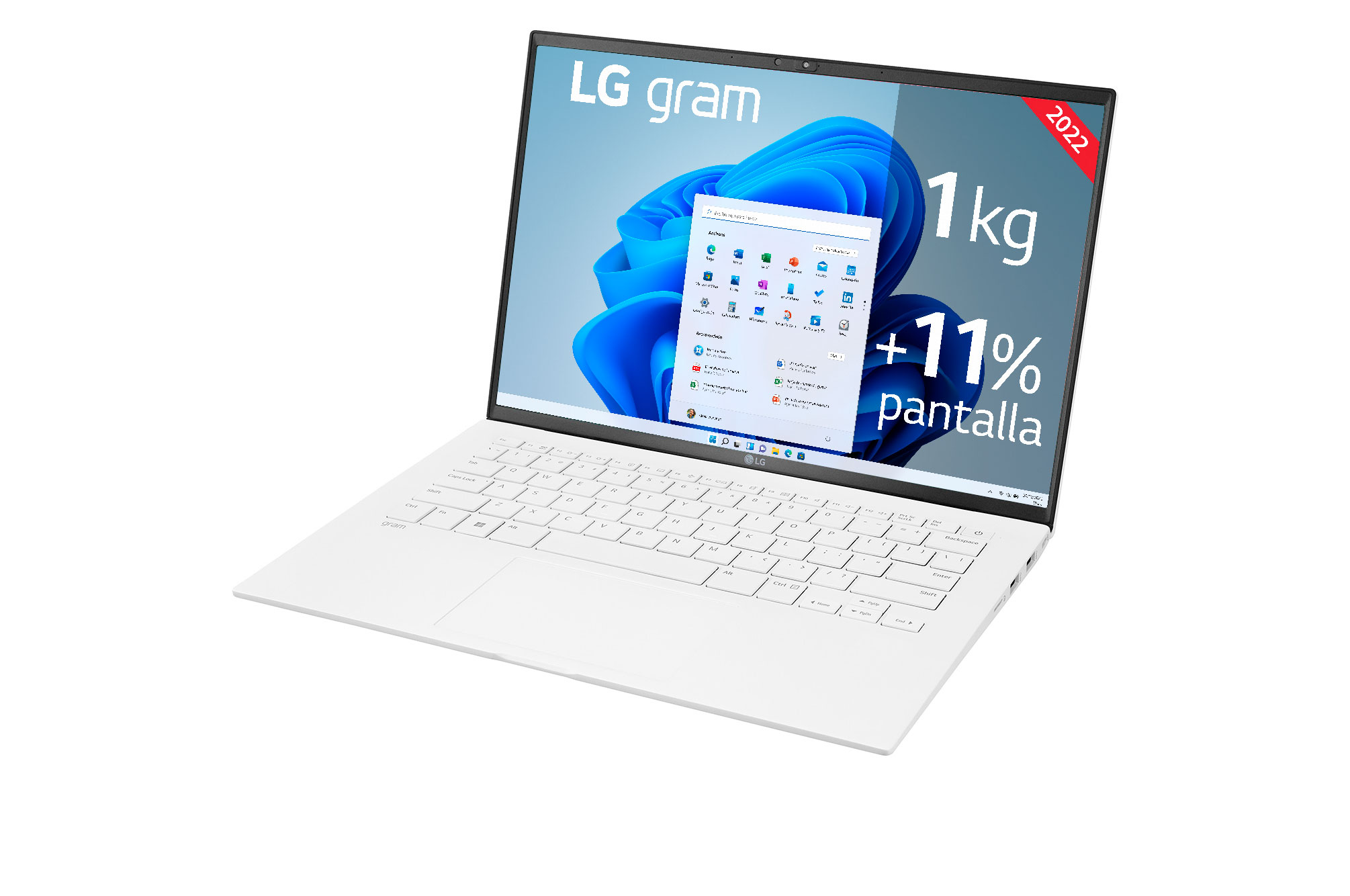 LG gram 14Z90Q Windows 11 Home - Portátil ultraligero de 35,56cm (14") WUXGA 16:10 IPS (1kg, autonomía 18,5h. Intel EvoTM i7 12ª gen., Iris Xe,  16GB RAM, 512GB SSD NVMe) Blanco - Teclado Español, 14Z90Q-G.AA74B