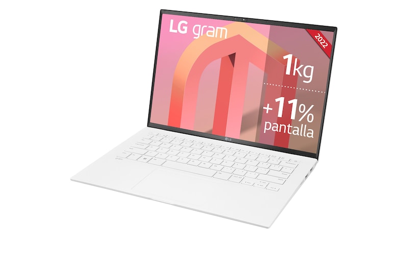 LG gram 14Z90Q Windows 11 Home - Portátil ultraligero de 35,56cm (14") WUXGA 16:10 IPS (1kg, autonomía 18,5h. Intel EvoTM i7 12ª gen., Iris Xe,  16GB RAM, 512GB SSD NVMe) Blanco - Teclado Español, 14Z90Q-G.AA74B