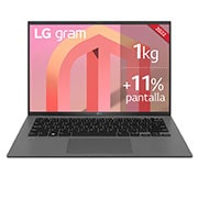 LG gram 14Z90Q Windows 11 Home - Portátil ultraligero de 35,56cm (14") WUXGA 16:10 IPS (1kg, autonomía 14h. Intel EvoTM i7 12ª gen., Iris Xe,  16GB RAM, 512GB SSD NVMe) Plata - Teclado Español, 14Z90Q-G.AA76B