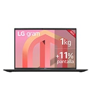 LG gram 14Z90Q Windows 11 Home - Portátil ultraligero de 35,56cm (14") WUXGA 16:10 IPS (1kg, autonomía 14h. Intel EvoTM i7 12ª gen., Iris Xe,  32GB RAM, 1TB SSD NVMe) Negro - Teclado Español, 14Z90Q-G.AD78B