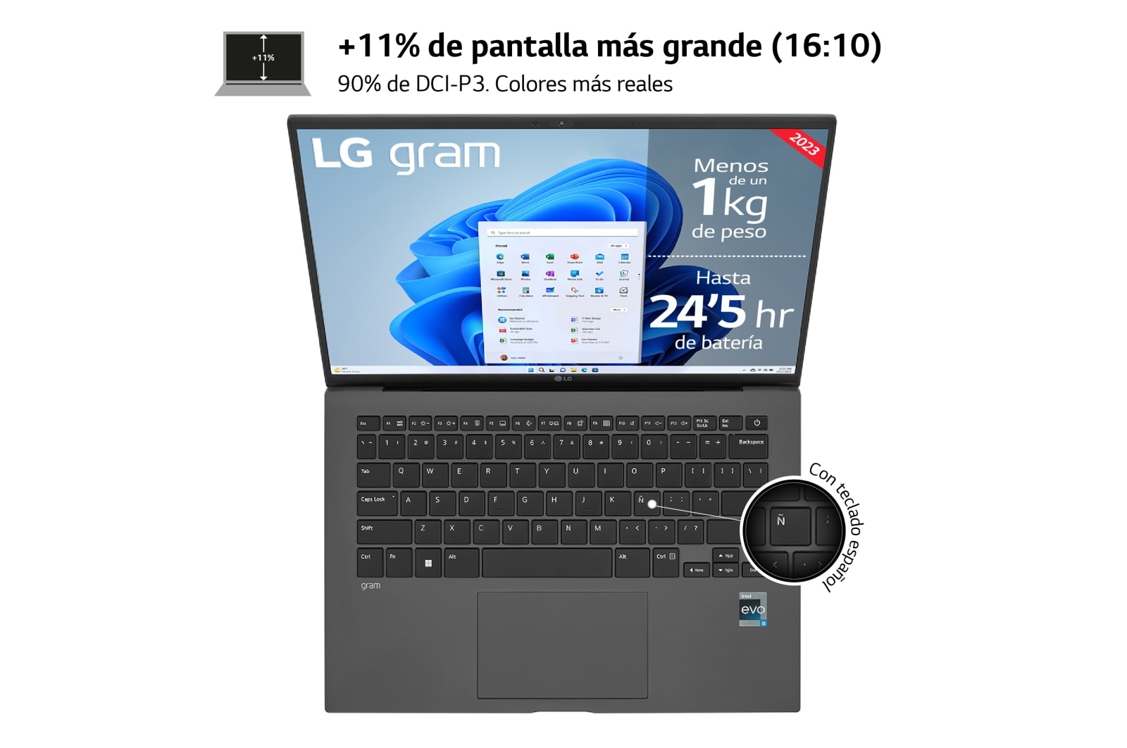 LG gram 14Z90R/ Windows 11 Home/ i7/ 32GB/ 1TB SSD/ 1Kg/ 24,5h, 14Z90R-G.AD79B