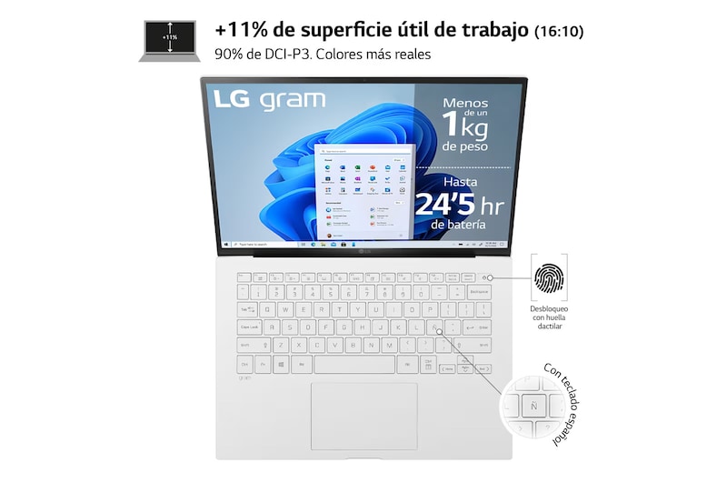 LG gram 14ZB90R/ Windows 11 Home/ i7/ 16GB/ 512GB SSD/ 1Kg/ 24,5h, 14ZB90R-G.AA74B
