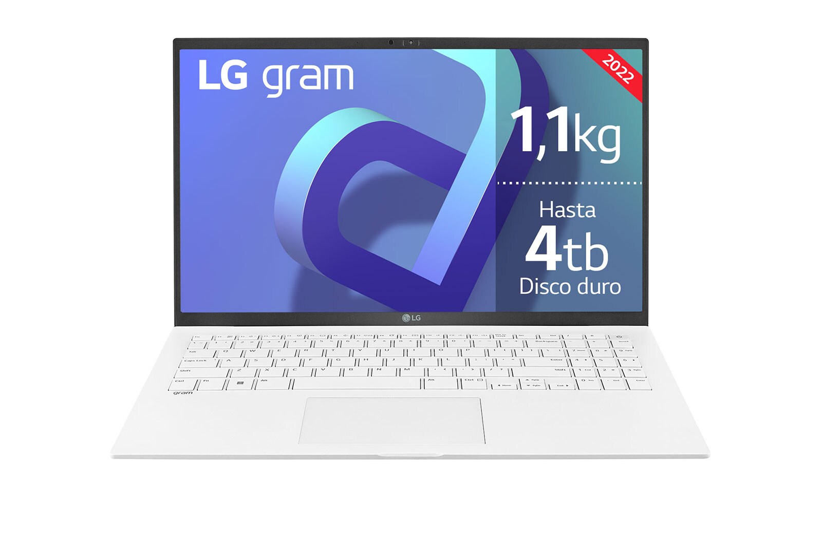 LG gram 15Z90Q Windows 11 Home - Portátil ultraligero de 39,6cm (15") FHD 16:9 IPS (1,1kg, autonomía 13h. Intel Evo<sup>TM</sup> i7 12ª gen., Iris Xe,  16GB RAM, 512GB SSD NVMe) Blanco - Teclado Español, 15Z90Q-G.AA74B