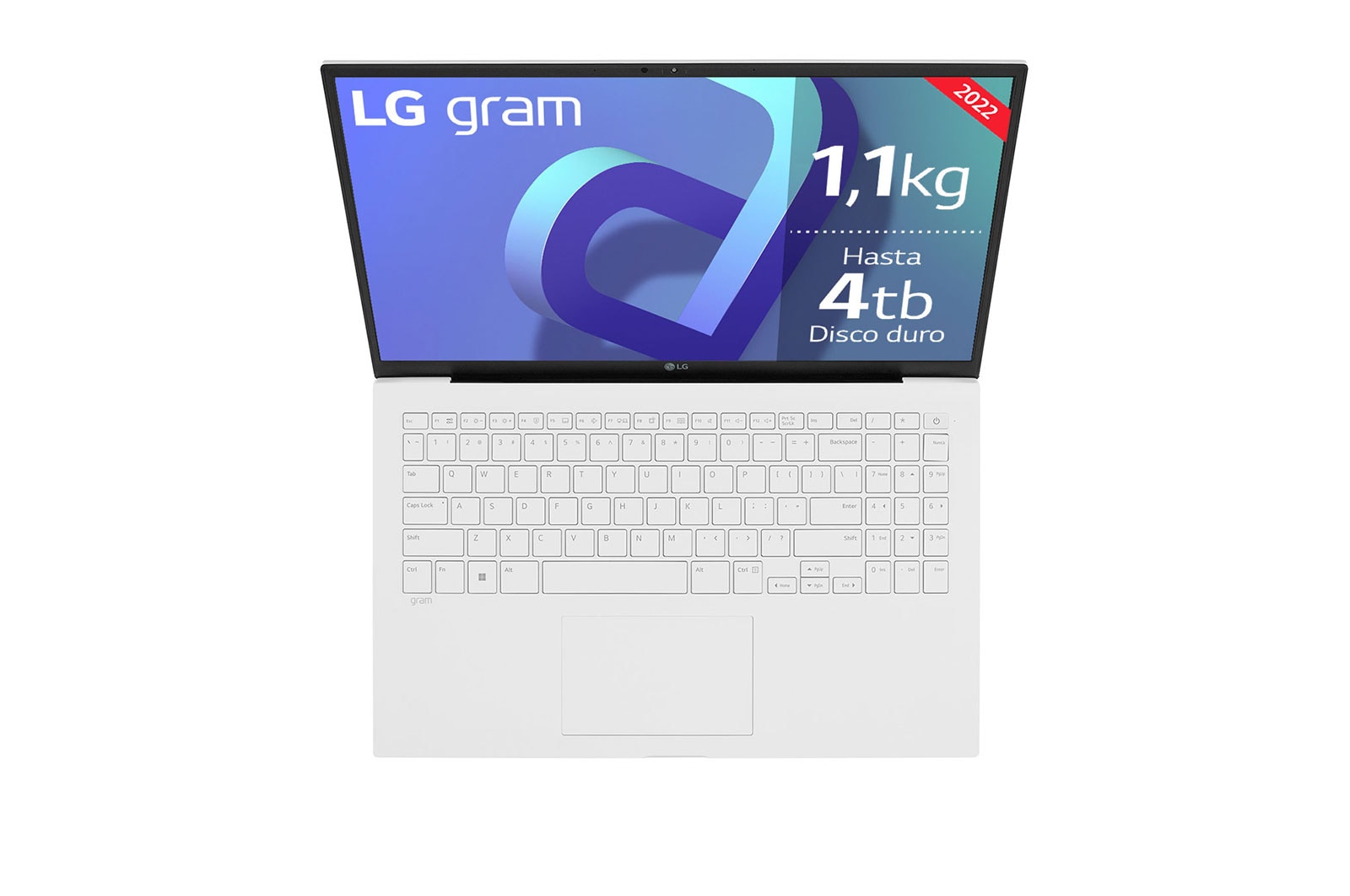 LG gram 15Z90Q Windows 11 Home - Portátil ultraligero de 39,6cm (15") FHD 16:9 IPS (1,1kg, autonomía 13h. Intel Evo<sup>TM</sup> i7 12ª gen., Iris Xe,  16GB RAM, 512GB SSD NVMe) Blanco - Teclado Español, 15Z90Q-G.AA74B
