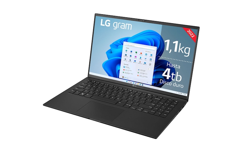 LG gram 15Z90Q Windows 11 Home - Portátil ultraligero de 39,6cm (15") FHD 16:9 IPS (1,1kg, autonomía 13h. Intel EvoTM i7 12ª gen., Iris Xe, 16GB RAM, 512GB SSD NVMe) Negro - Teclado Español, 15Z90Q-GAA75B