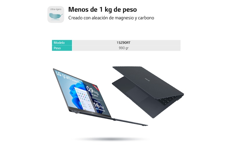 LG gram SuperSlim de 15 pulgadas Laptop OLED Ligero de 32GB RAM Intel® Core™ i7 | Windows 11, 512GB SSD, 15Z90RT-G.AD75B