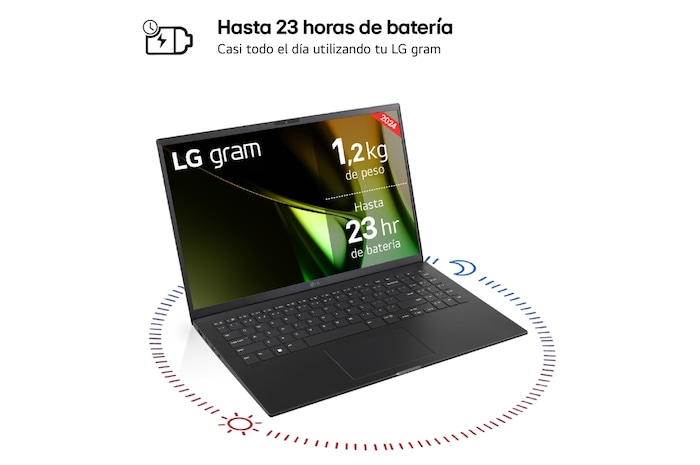 LG Portátil 15" LG gram 15Z90S, Windows 11 Home, Intel® Core™ Ultra5 , 16 GB RAM , 512GB SSD, Panel IPS (1820*1080), Ligero, 1.290 g , 23 h, AI, Negro, 15Z90S-G.AA55B