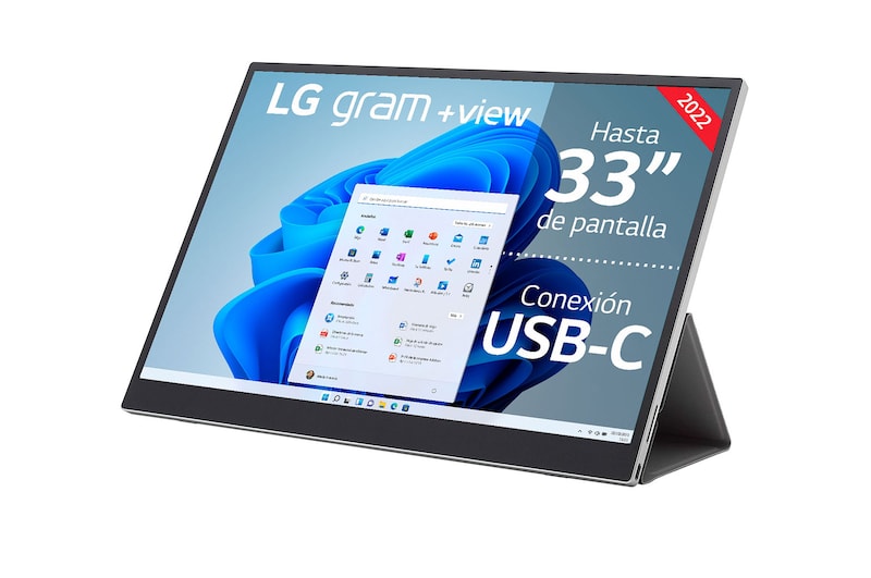 LG gram +view – Pantalla Dual Portátil 32:10 (16” WQXGA 16:10 (2560 x 1600) Panel IPS, DCI-P3 99%, Antireflejos, Rotación Automática); USB Type-C™; Ultraligera de sólo 670g de peso., 16MQ70