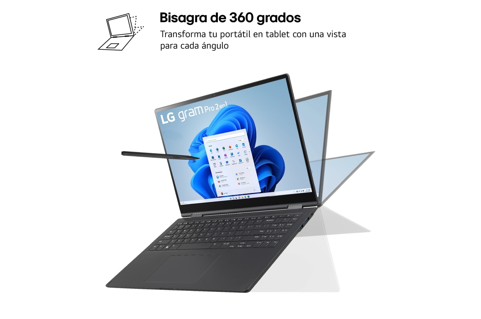 LG gram Pro 2 en 1 16T90SP + Monitor Portátil LG +view 16MR70/ i7/ 32GB/ 1TB SSD, 16T90SP-K.AA75Z.EEES.C