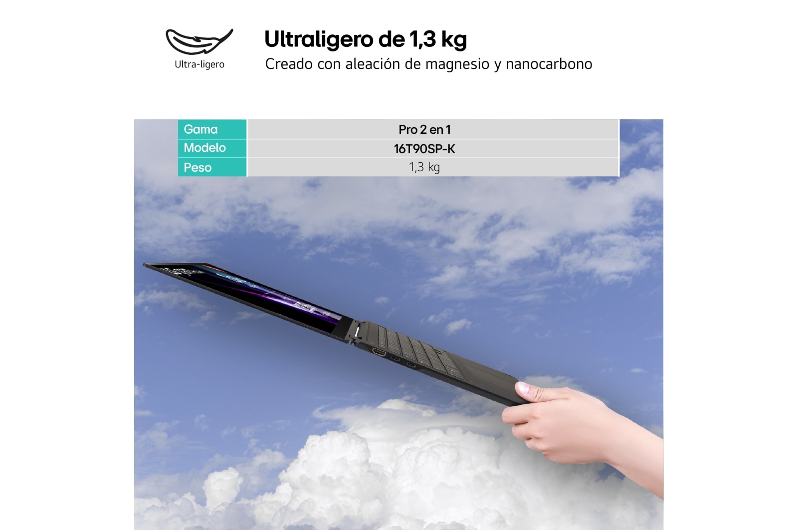 LG gram Pro 2 en 1 16T90SP + Monitor Portátil LG +view 16MR70/ i7/ 32GB/ 1TB SSD, 16T90SP-K.AA75Z.EEES.C
