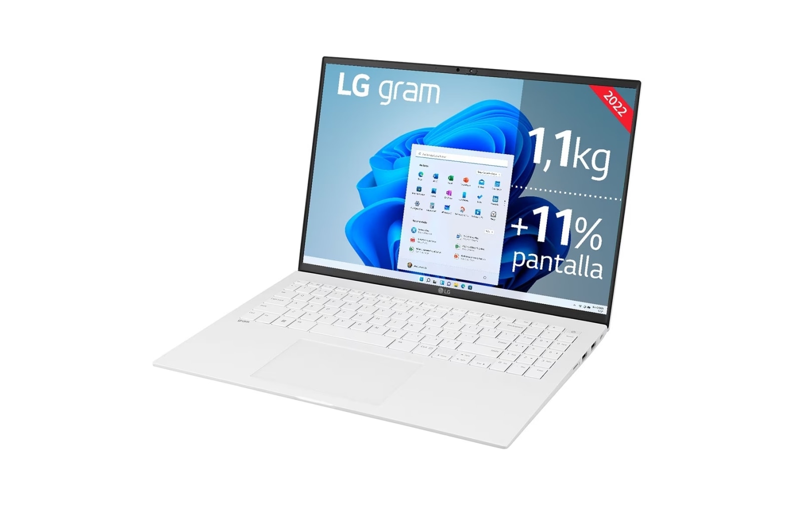 LG gram 16Z90Q Windows 11 Home - Portátil ultraligero de 40,6cm (16") WQXGA 16:10 IPS (1,2 Kg, autonomía 13h, Intel EvoTM i7 12ª gen., Iris Xe,  16GB RAM, 512GB SSD NVMe) Blanco - Teclado Español, 16Z90Q-G.AA74B