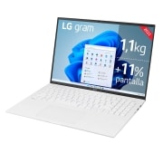 LG gram 16Z90Q Windows 11 Home - Portátil ultraligero de 40,6cm (16") WQXGA 16:10 IPS (1,2 Kg, autonomía 13h, Intel EvoTM i7 12ª gen., Iris Xe,  16GB RAM, 512GB SSD NVMe) Blanco - Teclado Español, 16Z90Q-G.AA74B