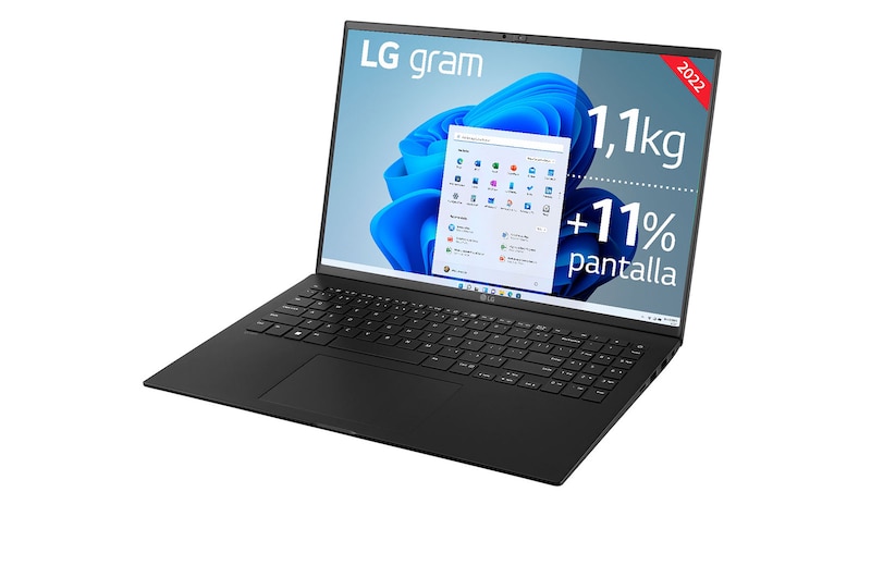 LG gram 16Z90Q Windows 11 Home - Portátil ultraligero de 40,6cm (16") WQXGA 16:10 IPS (1,1 kg, autonomía 16,5h, Intel EvoTM i7 12ª gen., Iris Xe, 32GB RAM, 1TB SSD NVMe) Negro - Teclado Español, 16Z90Q-G.AD78B