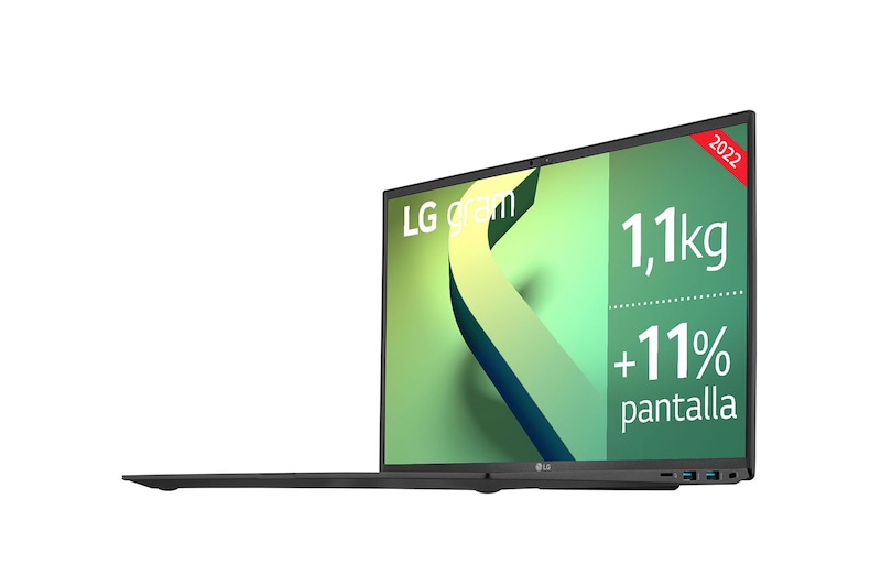 LG gram 16Z90Q Windows 11 Home - Portátil ultraligero de 40,6cm (16") WQXGA 16:10 IPS (1,1 kg, autonomía 16,5h, Intel EvoTM i7 12ª gen., Iris Xe, 32GB RAM, 1TB SSD NVMe) Negro - Teclado Español, 16Z90Q-G.AD78B