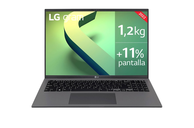 LG gram 16Z90Q Windows 11 Pro - Portátil ultraligero de 40,6cm (16") WQXGA 16:10 IPS (1,2 Kg, autonomía 13h, Intel EvoTM i7 12ª gen., Iris Xe,  16GB RAM, 512GB SSD NVMe) Negro - Teclado Español, 16Z90Q-G.AP75B