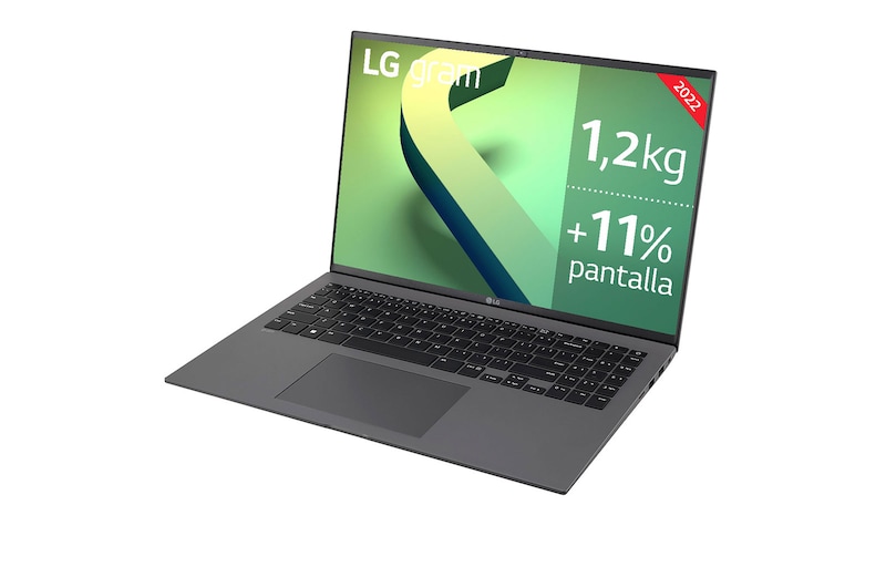 LG gram 16Z90Q Windows 11 Pro - Portátil ultraligero de 40,6cm (16") WQXGA 16:10 IPS (1,2 Kg, autonomía 13h, Intel EvoTM i7 12ª gen., Iris Xe,  16GB RAM, 512GB SSD NVMe) Negro - Teclado Español, 16Z90Q-G.AP75B