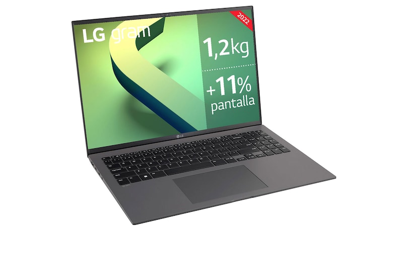 LG gram 16Z90Q Windows 11 Pro - Portátil ultraligero de 40,6cm (16") WQXGA 16:10 IPS (1,2 Kg, autonomía 13h, Intel EvoTM i7 12ª gen., Iris Xe,  16GB RAM, 512GB SSD NVMe) Negro - Teclado Español, 16Z90Q-G.AP75B