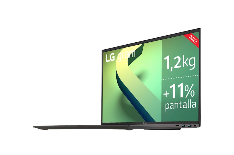 LG gram 16Z90Q Windows 11 Pro - Portátil ultraligero de 40,6cm (16") WQXGA 16:10 IPS (1,2 Kg, autonomía 13h, Intel EvoTM i7 12ª gen., Iris Xe,  16GB RAM, 512GB SSD NVMe) Negro - Teclado Español, 16Z90Q-G.AP75B