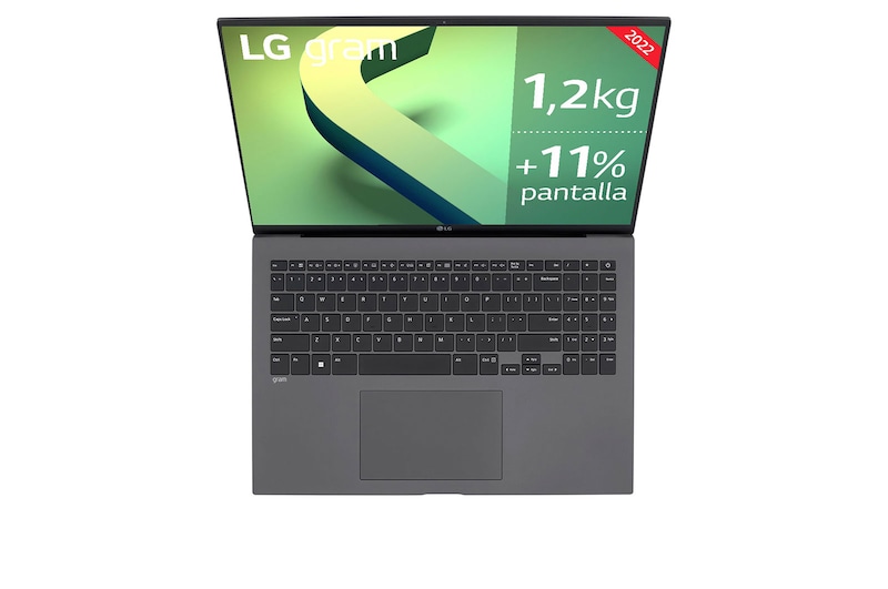 LG gram 16Z90Q Windows 11 Pro - Portátil ultraligero de 40,6cm (16") WQXGA 16:10 IPS (1,2 Kg, autonomía 13h, Intel EvoTM i7 12ª gen., Iris Xe,  16GB RAM, 512GB SSD NVMe) Negro - Teclado Español, 16Z90Q-G.AP75B
