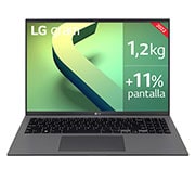 LG gram 16Z90Q Windows 11 Pro - Portátil ultraligero de 40,6cm (16") WQXGA 16:10 IPS (1,2 Kg, autonomía 13h, Intel EvoTM i7 12ª gen., Iris Xe,  16GB RAM, 512GB SSD NVMe) Negro - Teclado Español, 16Z90Q-G.AP75B