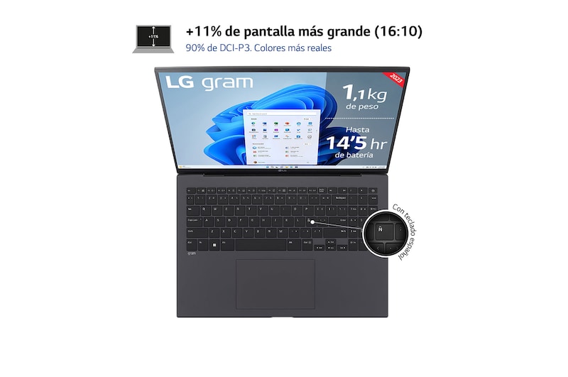 LG gram de 16 pulgadas Laptop Ligero de 32GB RAM Intel® Core™ i7 | Windows 11, Pantalla IPS Antirreflejo, 16Z90R-G.AD79B