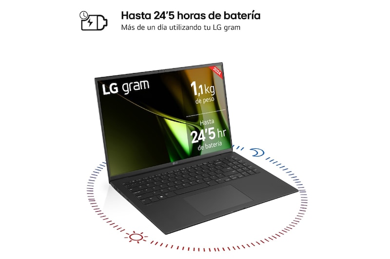 LG gram de 16 pulgadas Laptop Ligero de 32GB RAM Intel® Core™ Ultra 7 | Windows 11, Pantalla IPS Antirreflejo, 16Z90S-G.AD7BB