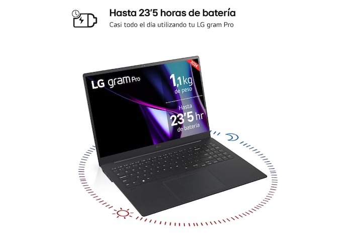 LG gram Pro de 16 pulgadas Laptop Ligero de 16GB RAM Intel® Core™ Ultra 7 | Windows 11, Pantalla IPS Antirreflejo, 16Z90SP-G.AA75B